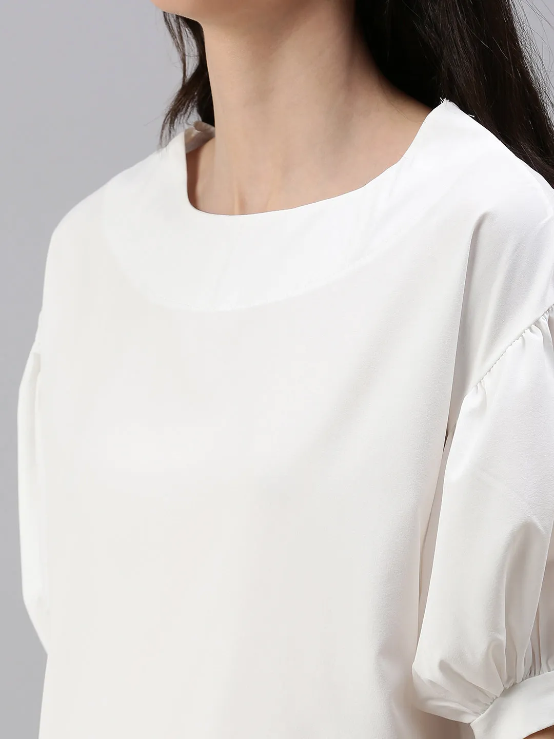 Women's White Solid Top