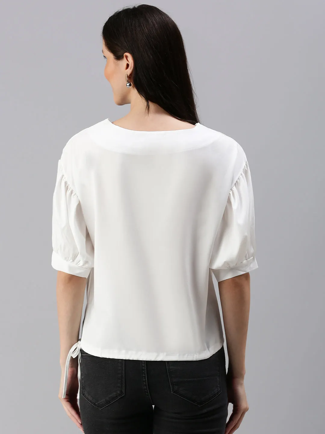 Women's White Solid Top