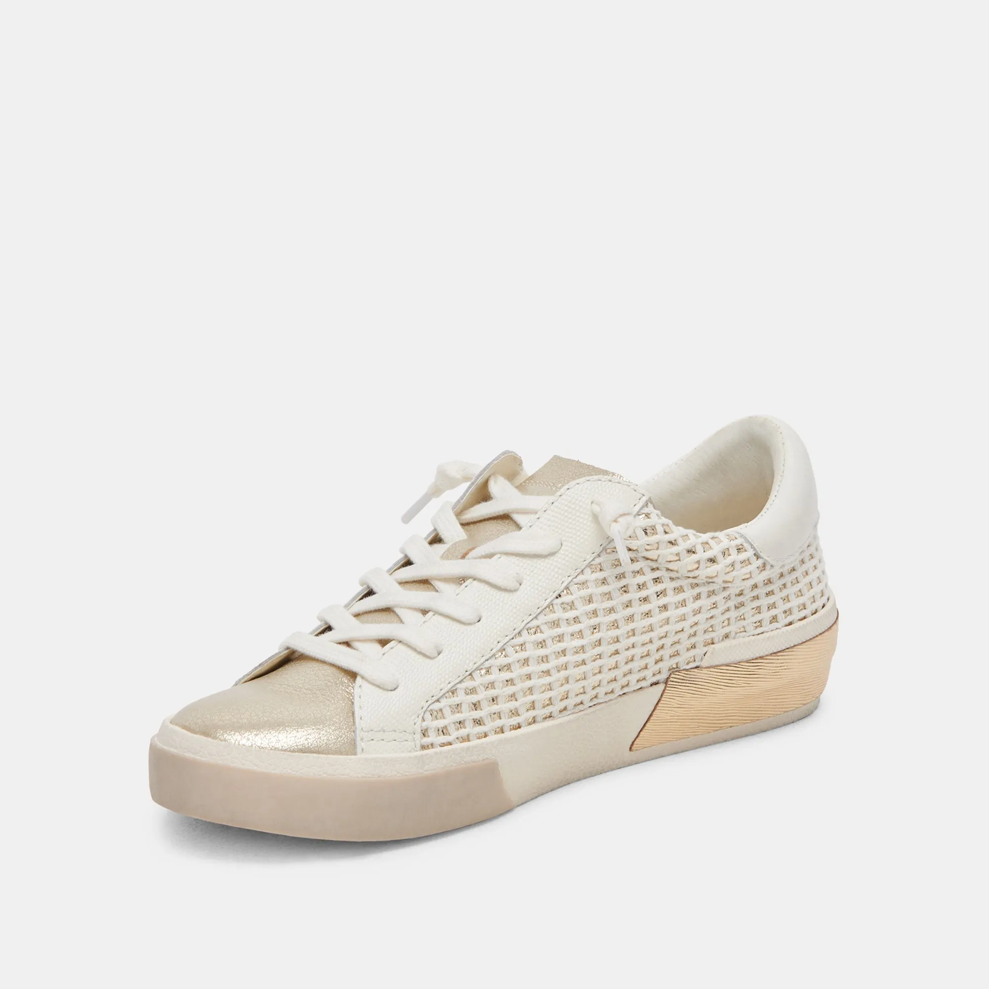 ZINA SNEAKERS BONE GOLD WOVEN - re:vita