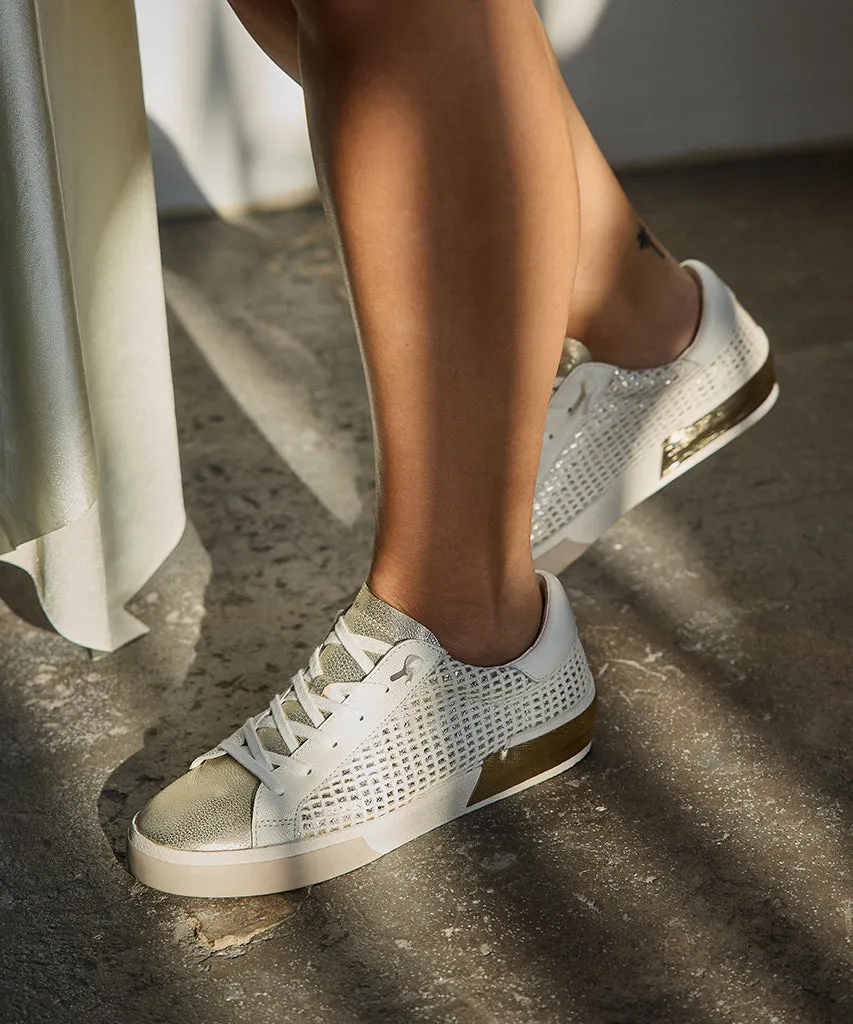 ZINA SNEAKERS BONE GOLD WOVEN - re:vita