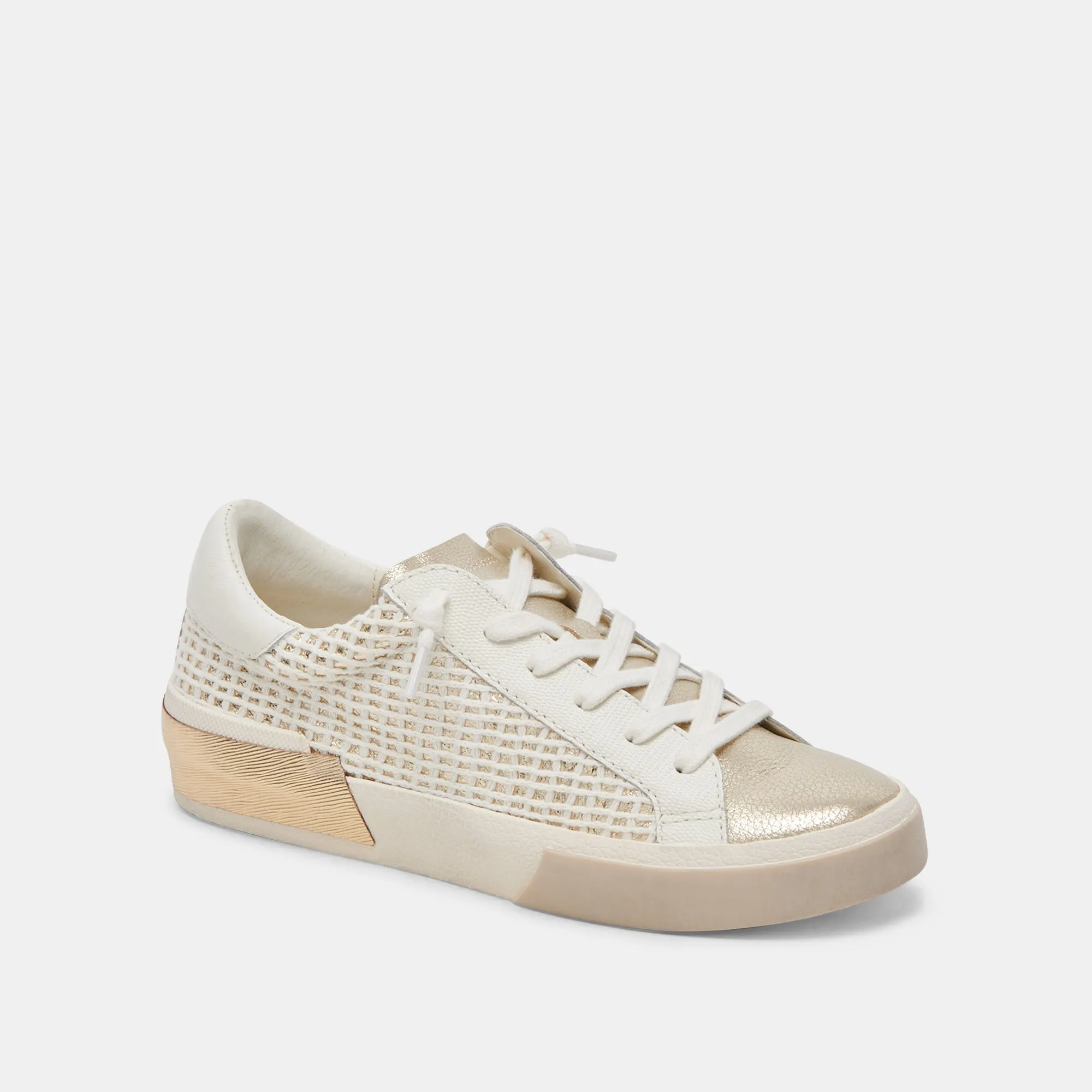 ZINA SNEAKERS BONE GOLD WOVEN - re:vita